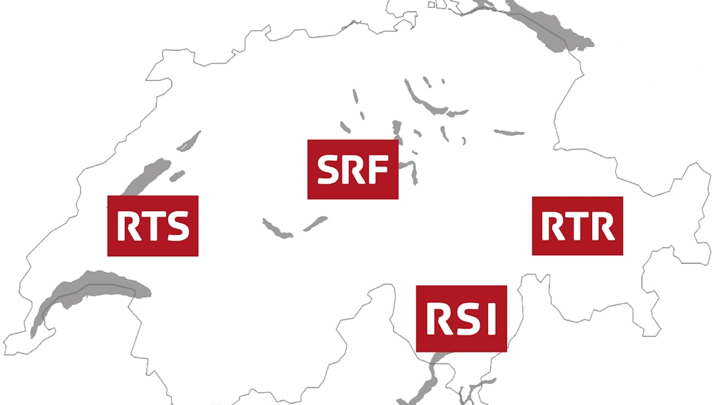 Cartina della Svizzera con loghi della SSR