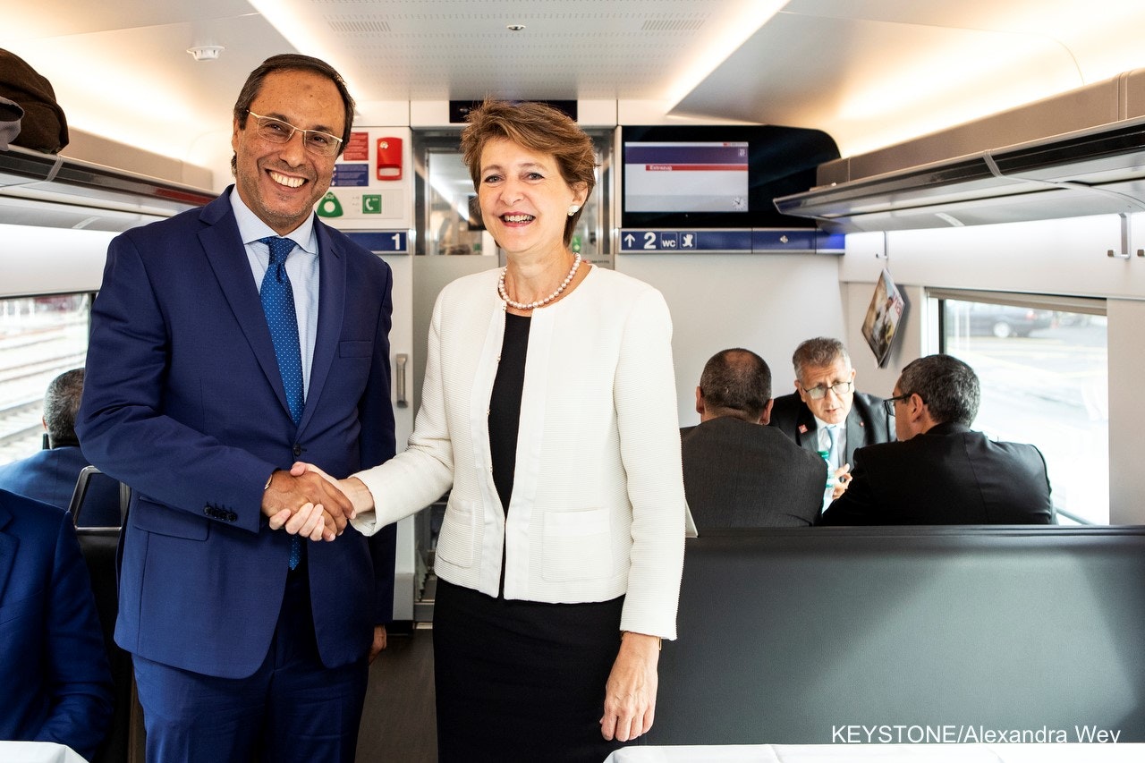 Bundesrätin Sommaruga und der marokkanische Transportminister Abdelkader Amara.