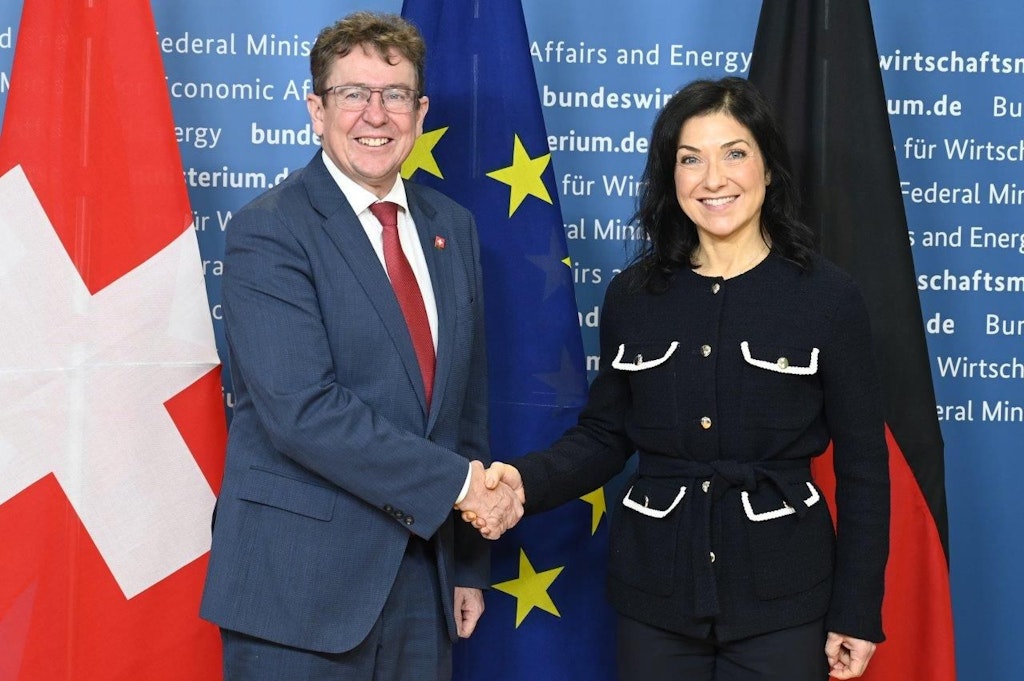 Bundesrat Albert Rösti und Katherina Reiche, Bundesministerin für Wirtschaft und Energie                              