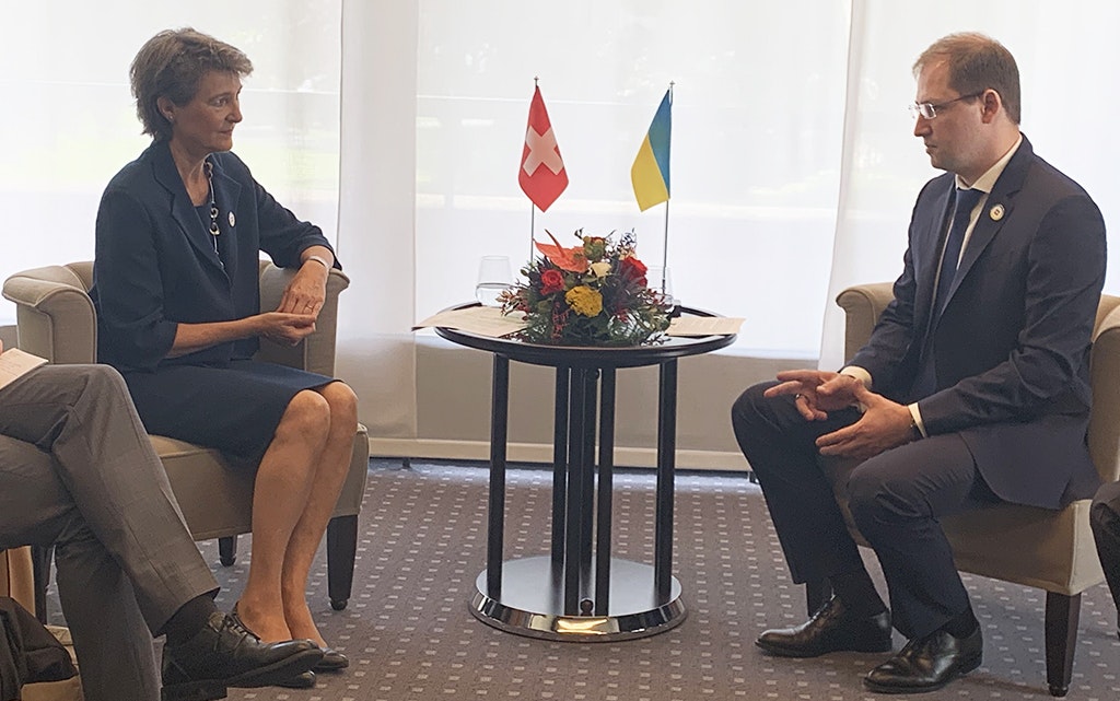 Bundesrätin Simonetta Sommaruga und der ukrainische Umweltminister Ruslan Strilets