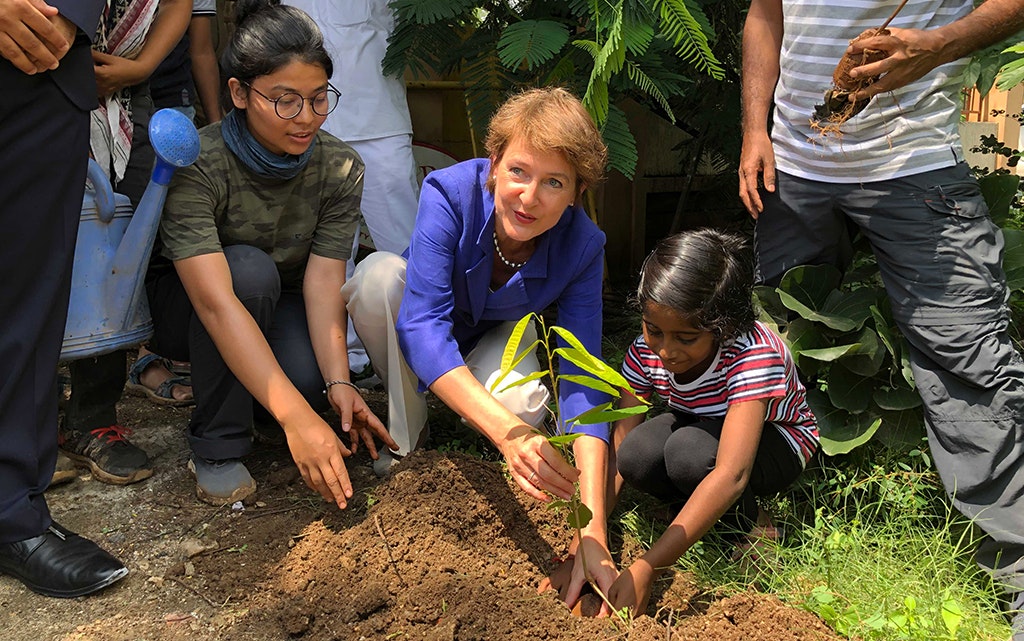Planting a tree at Singanallur Lake