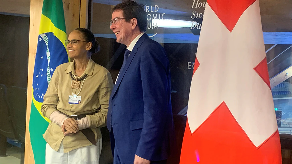 Federal Councillor Albert Rösti and Marina Silva, Brazilian Minister of Environment and Climate Change