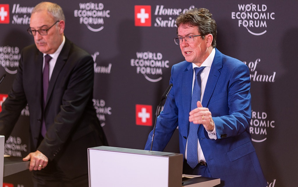 Media conference of Federal Councillors Albert Rösti and Guy Parmelin