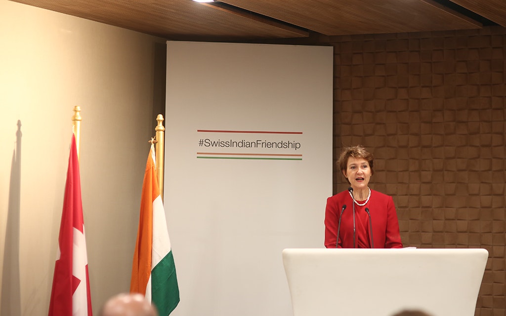 Federal Councillor Simonetta Sommaruga in her speech at a panel discussion in India about Green Financing