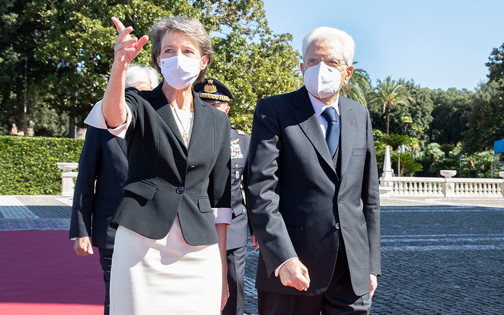 La présidente de la Confédération, Simonetta Sommaruga, e le président de la République italienne, Sergio Mattarella
