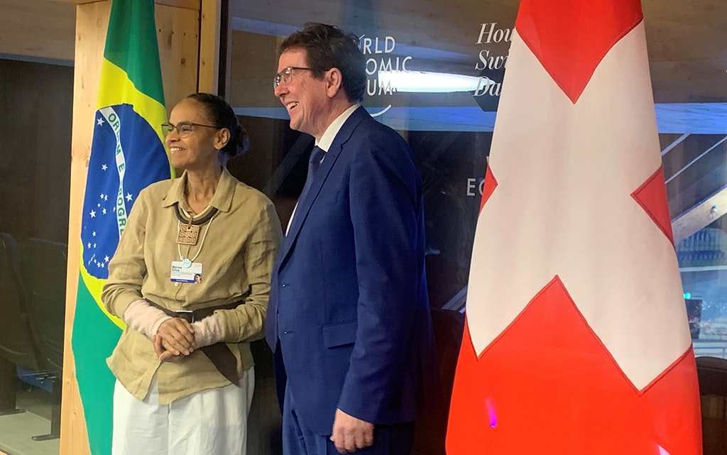 Le conseiller fédéral Albert Rösti et Marina Silva, ministre brésilienne de l’environnement et du climat