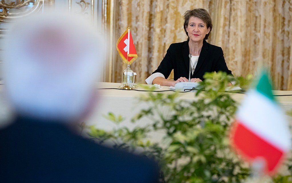 La présidente de la Confédération, Simonetta Sommaruga, e le président de la République italienne, Sergio Mattarella
