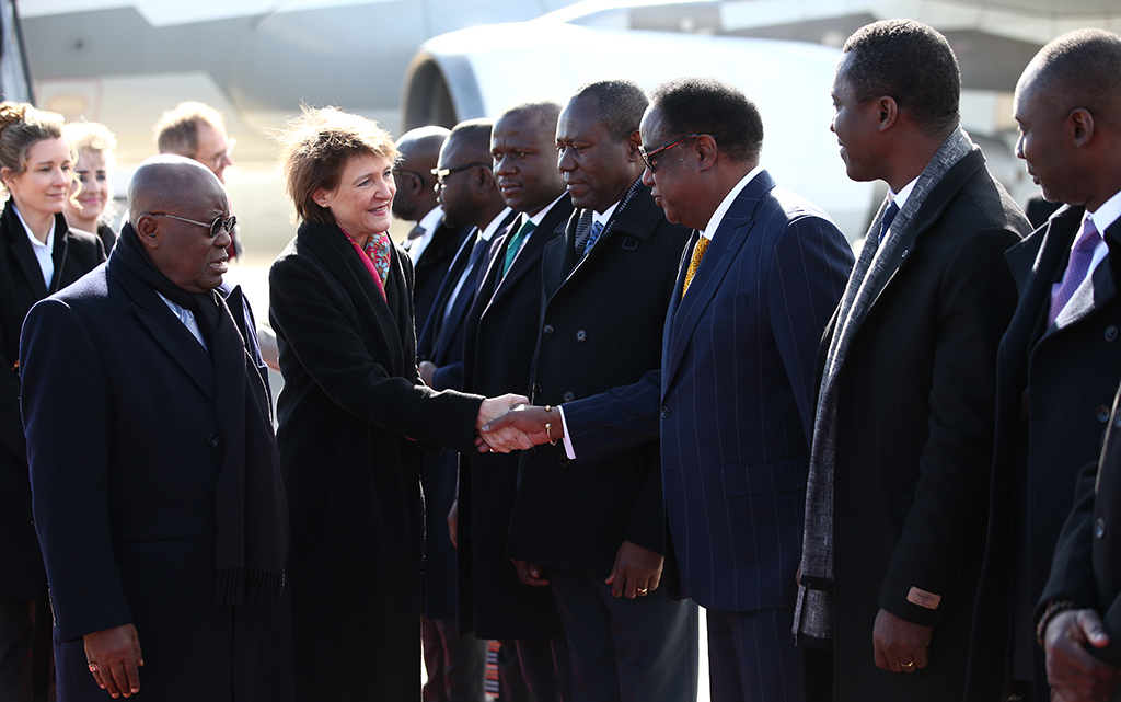 La presidente della Confederazione Simonetta Sommaruga e il presidente del Ghana Nana Addo Dankwa Akufo-Addo a Zurigo